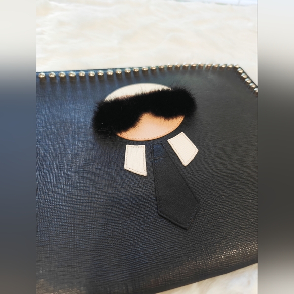 Authentic Fendi RARE Limited Ed. XLStudded Saffiano Karl Clutch Bag with box - Picture 3 of 8